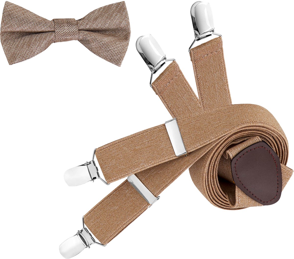 LINDENMANN heren bretels Y-vorm met strikje - beige