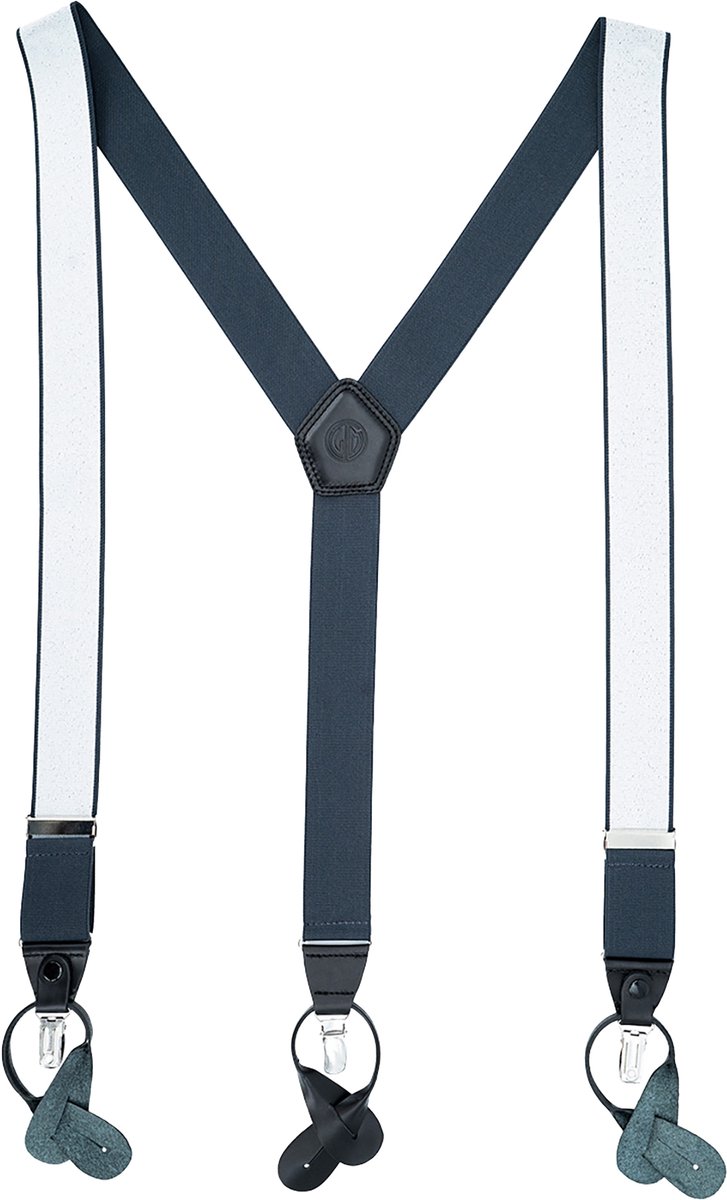 LINDENMANN heren bretels met clips en leren bandjes Y-vorm - grijs