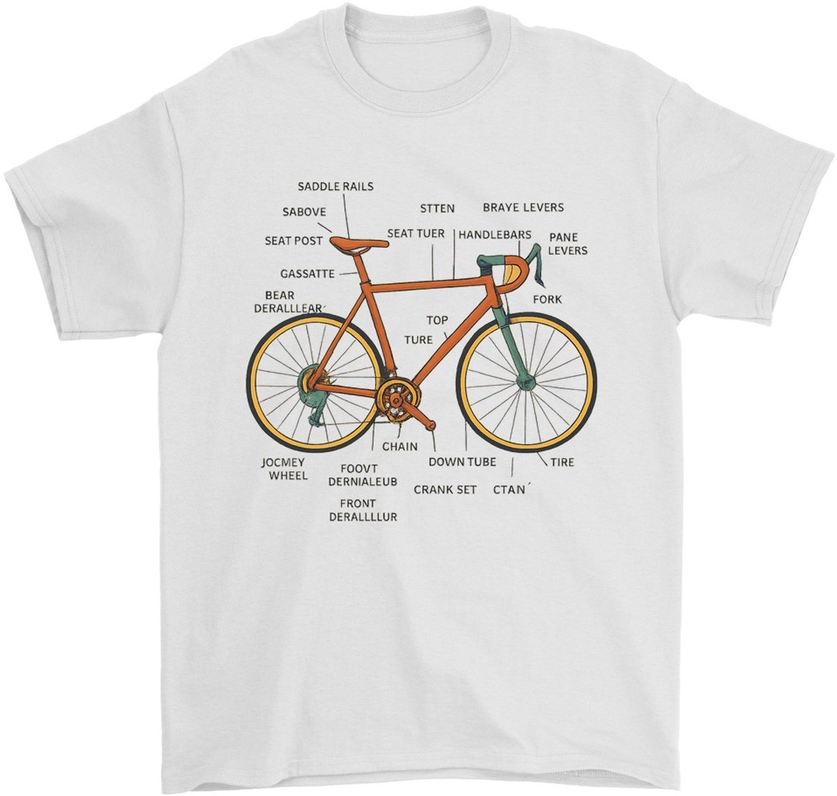 Fiets Shirt – Technische Illustratie van Fietsonderdelen – Fiets Outfit – Unisex T-Shirt voor Dames & Heren – Origineel Cadeau