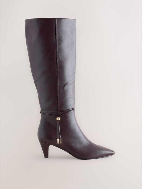 Next - Dames - Forever Comfort® kniehoge laarzen met beugel en spits neus - Rood