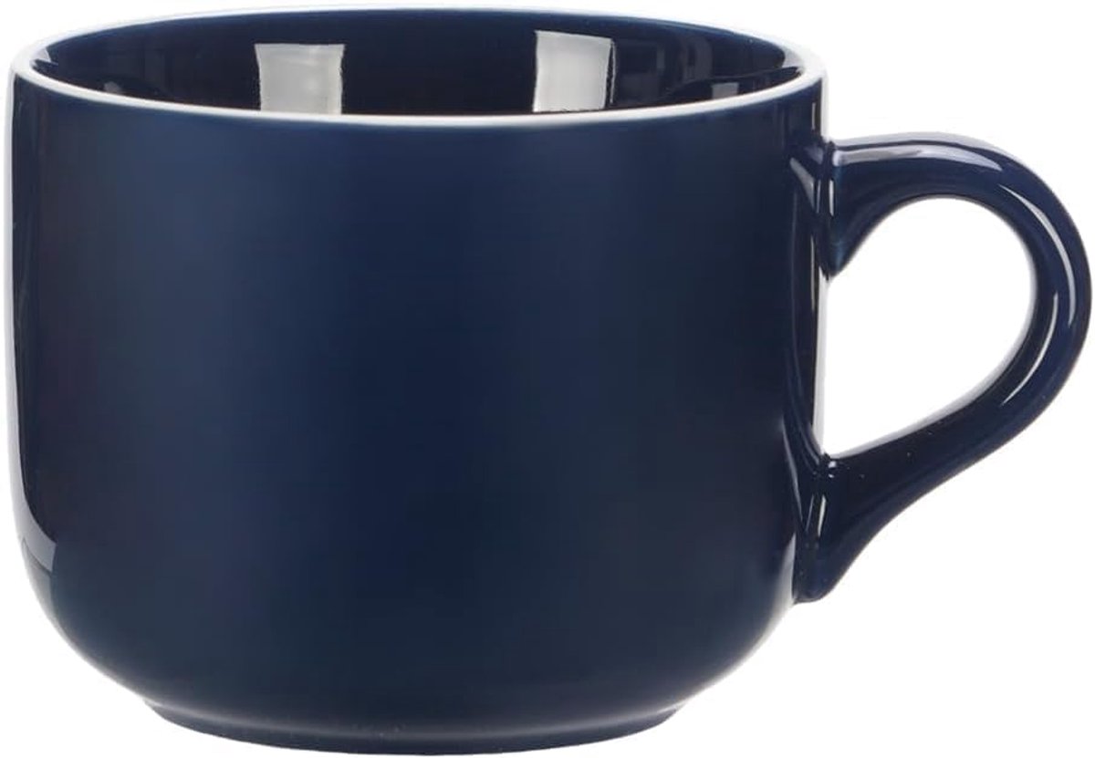 Keramische theekop met handvat 650 ml koffiemok grote koffiemok theekop muesli soepen kom porseleinen beker koningsblauw
