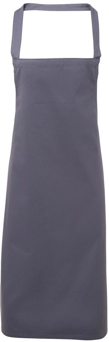 Schort, voorgekrompen absorberende katoenentwill, halterschort | Organische katoen | Banden van dezelfde stof | Lengte vanaf de taille 62 cm Kleur Staal Blauw