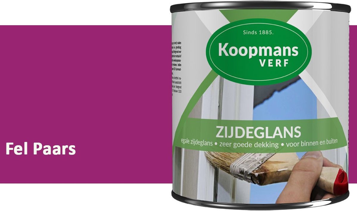 Koopmans Zijdeglans Lakverf – Binnen & Buiten – Kras- en Stootvast – Hoge Dekkracht – Voor Hout, Deuren en Kozijnen – Fel Paars – 750 ml