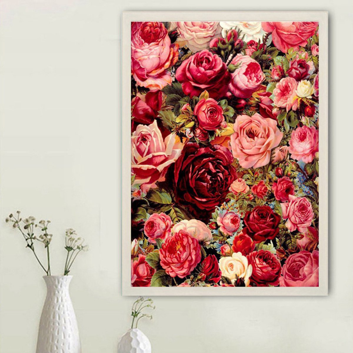 DIY kruissteekborduurpakket/Rozentuin/gedrukt kruissteekpatroon borduurpakket (frame niet inbegrepen) 60*85CM