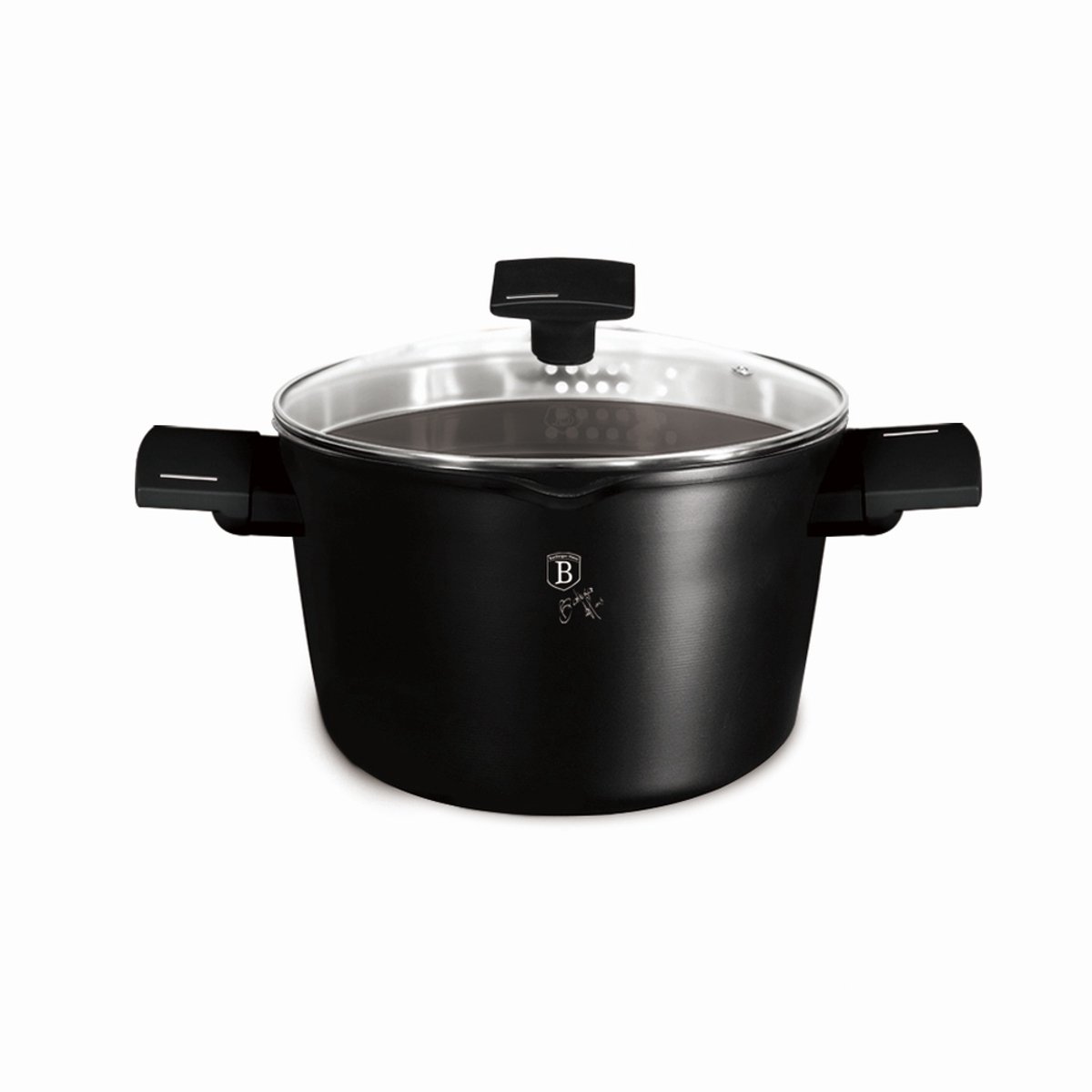 Kookpan met deksel en titaniumcoating, 24 cm, uit de Matte Black Collection