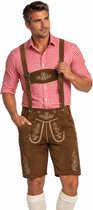 Oktoberfest Lederhose Flachau avec Bretelles court 100% cuir véritable Oktoberfest hommes Déguisements hommes Lederhosen homme - Cuir - Marron foncé - XL