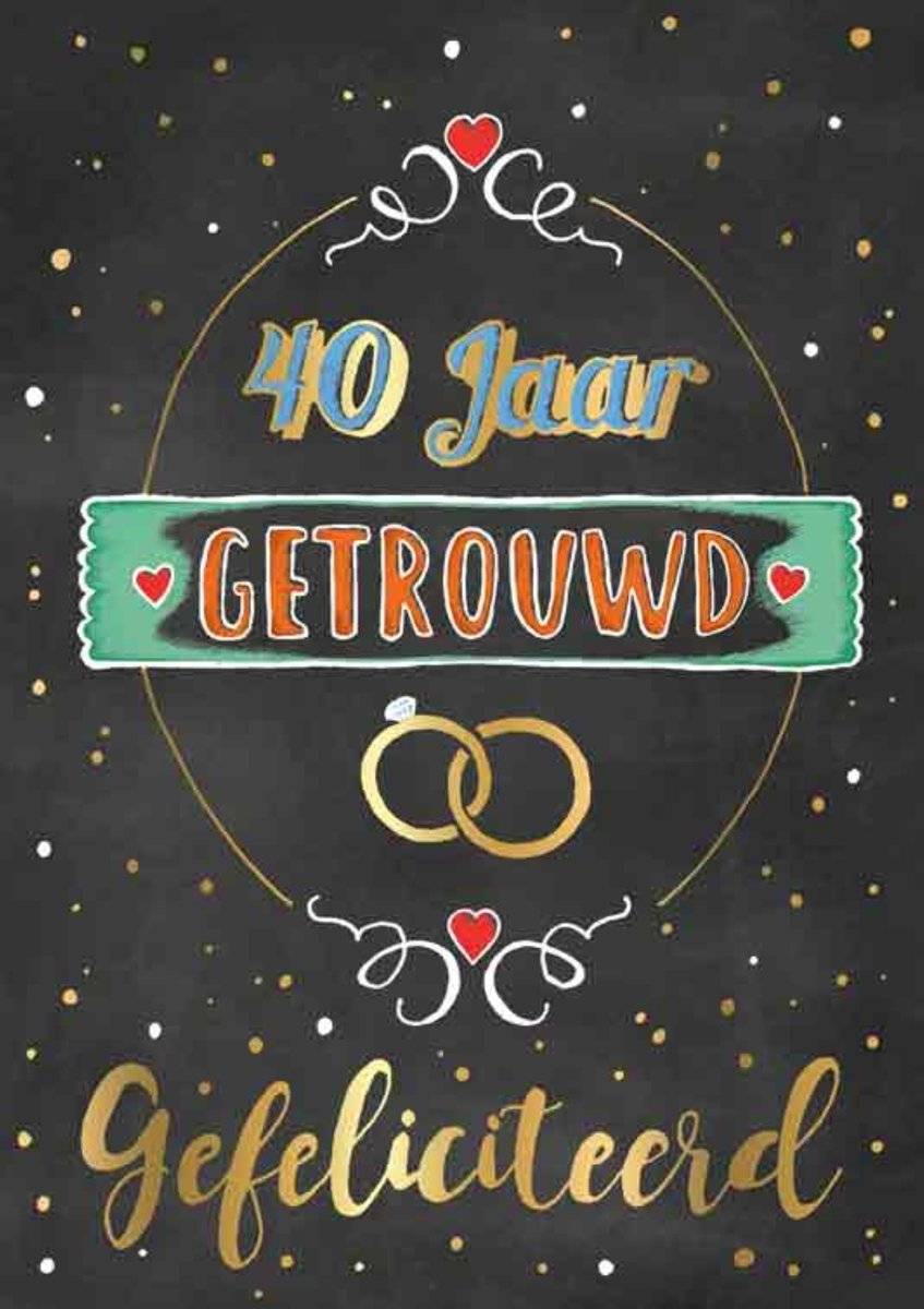 Luxe Wenskaart 40 Jaar Getrouwd - Wenskaarten - Huwelijkskaart - 40 Jaar Huwelijk - Robijnen Huwelijk - Serie Sketch'd - Artige - Kaart - 1 Stuks - In Folie - Gratis Verzonden - Hoge Afnamekortingen - 12x17cm