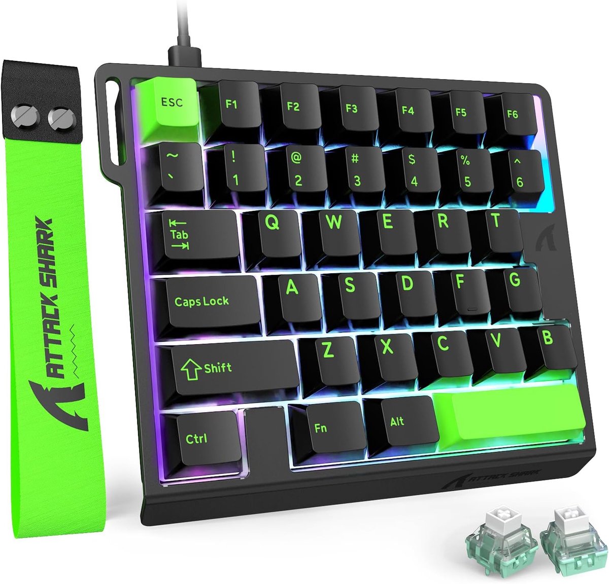 ATTACK SHARK M36HE - Magnetic Switch Wired Gaming Toetsenbord - 36 Keys - Neon Green