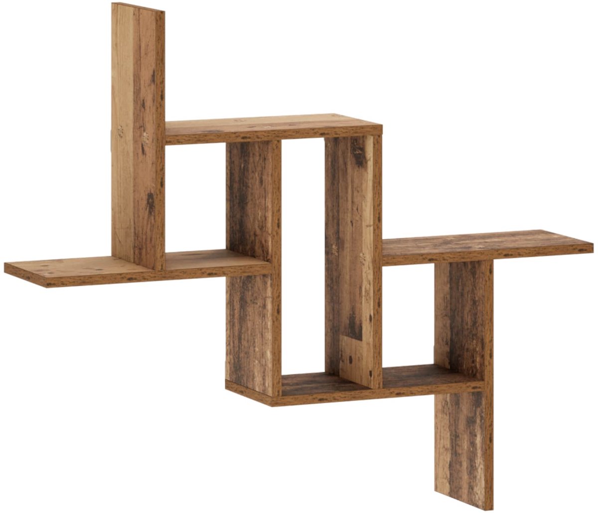 vidaXL Wandplank - Oud - hout - 87 - x - 17 - x - 75 - cm - Bewerkt - hout Oud hout