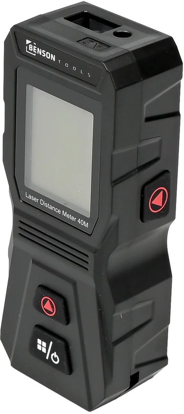 Zwarte Benson laser afstandsmeter 40M met display en rode knoppen.