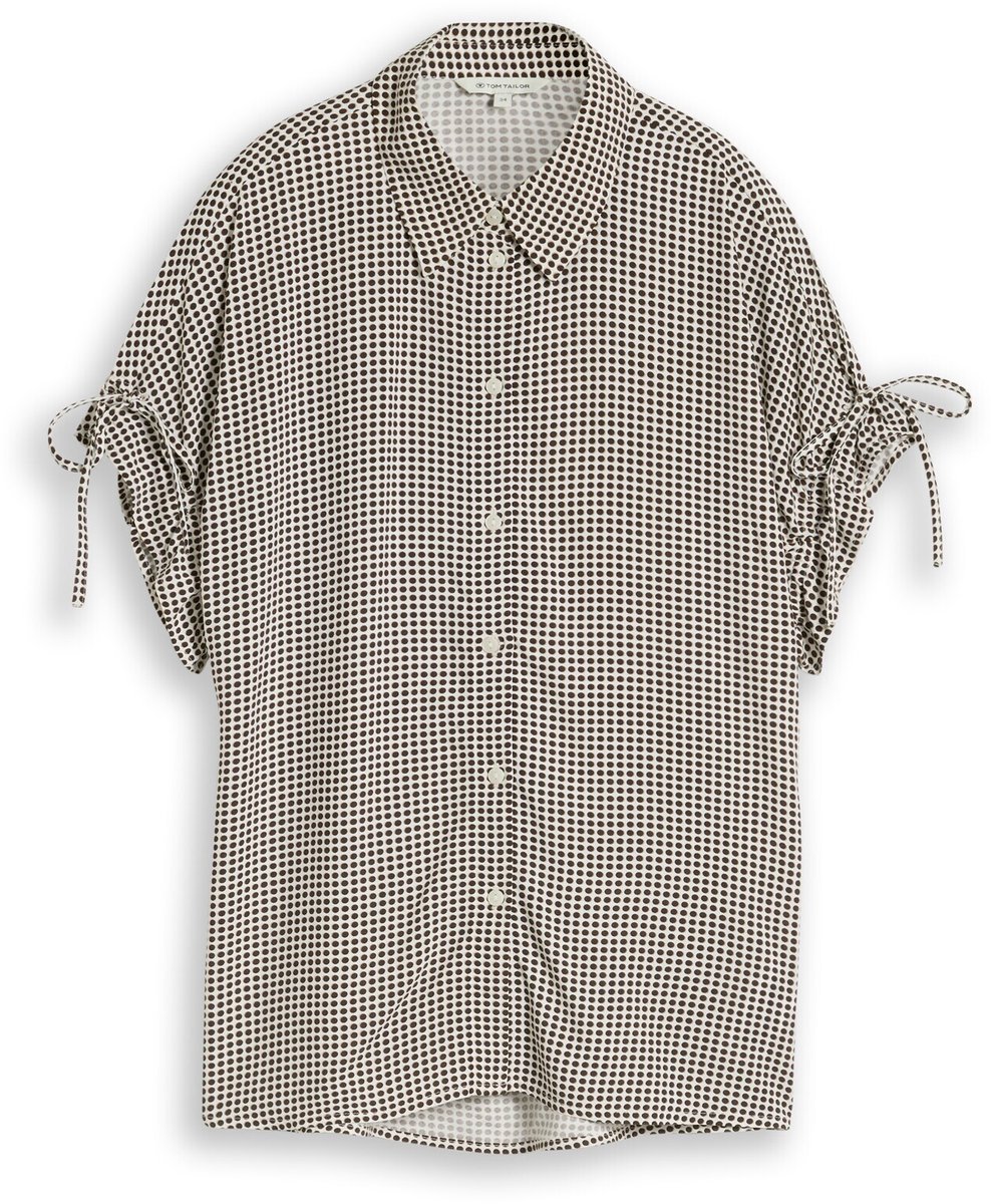 Tom Tailor - Losvallende blouse met strikken - Maat 36 - small brown dot print
