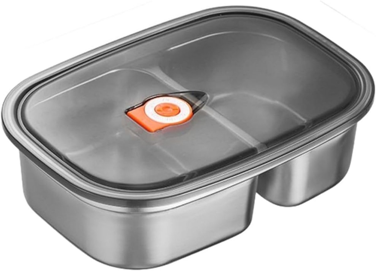 RVS Lunchbox 304 - Lunchbak met Meerdere Vakken - Lekvrije Lunchbox - Magnetronbestendige Broodtrommel - Voor Sandwiches, Salades, Fruit en Snacks - 22,5 x 15,8 x 6,5 cm