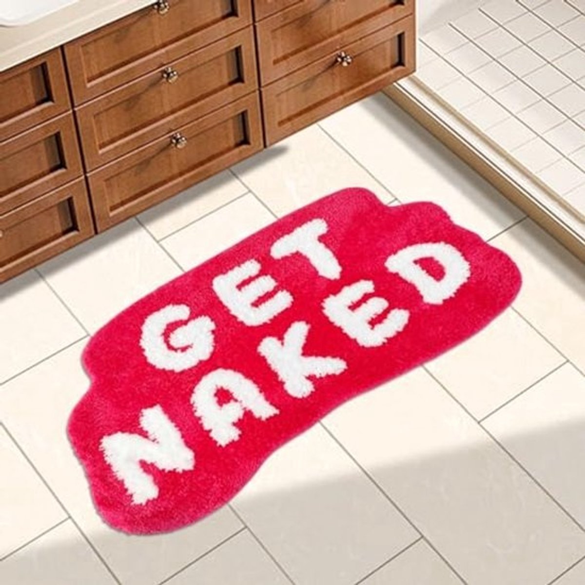 Schattige Badmat met Letterprint - Absorberend, Antislip en Machinewasbaar - Perfect voor Woonkamer en Slaapkamer Decoratie