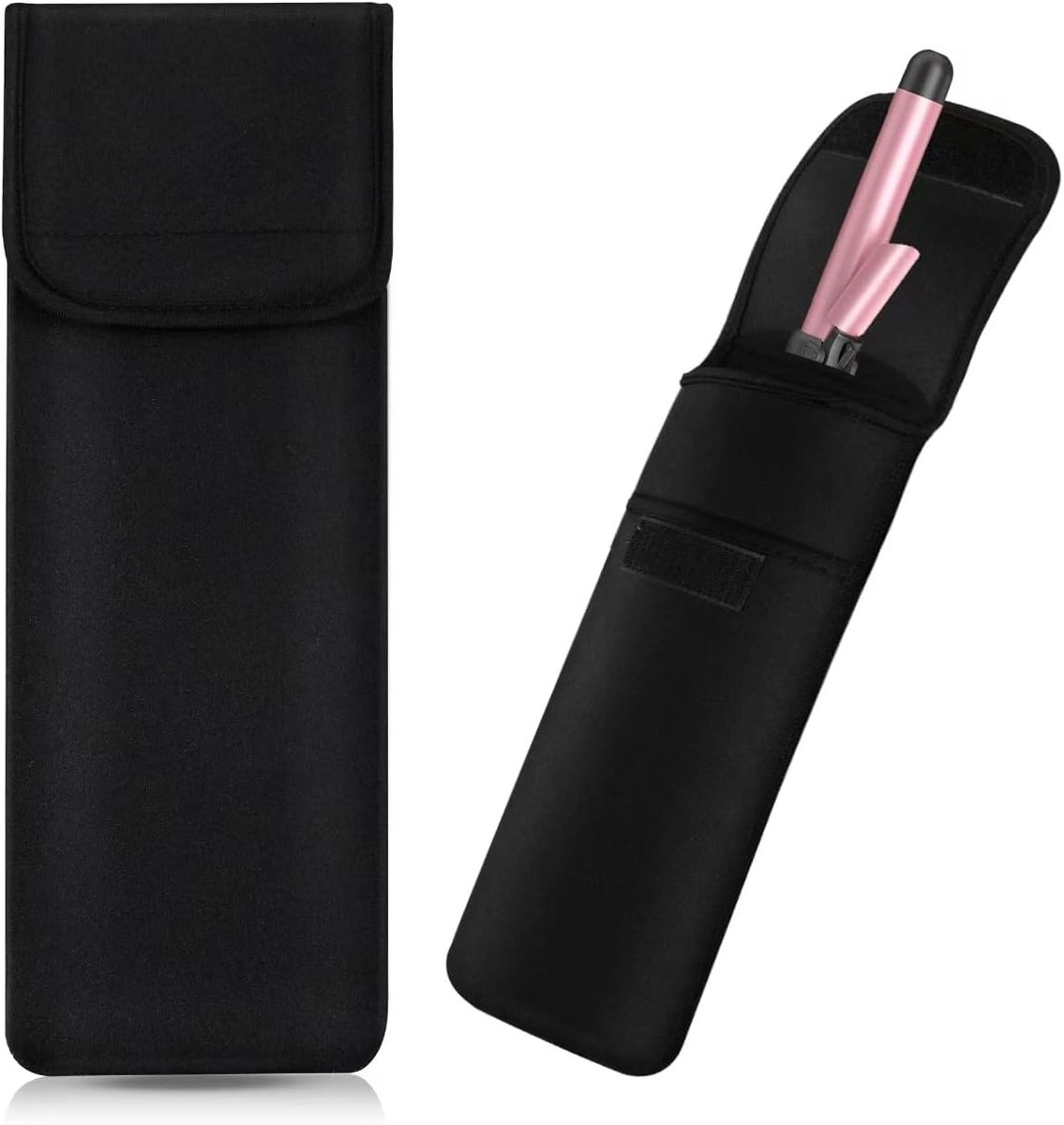 Hittebestendige Neopreen Krultang Houder Flat Iron Curling Wand Travel Storage Cover Case Bag Pouch -Waterbestendig, Zwart, One Size, Modieus
