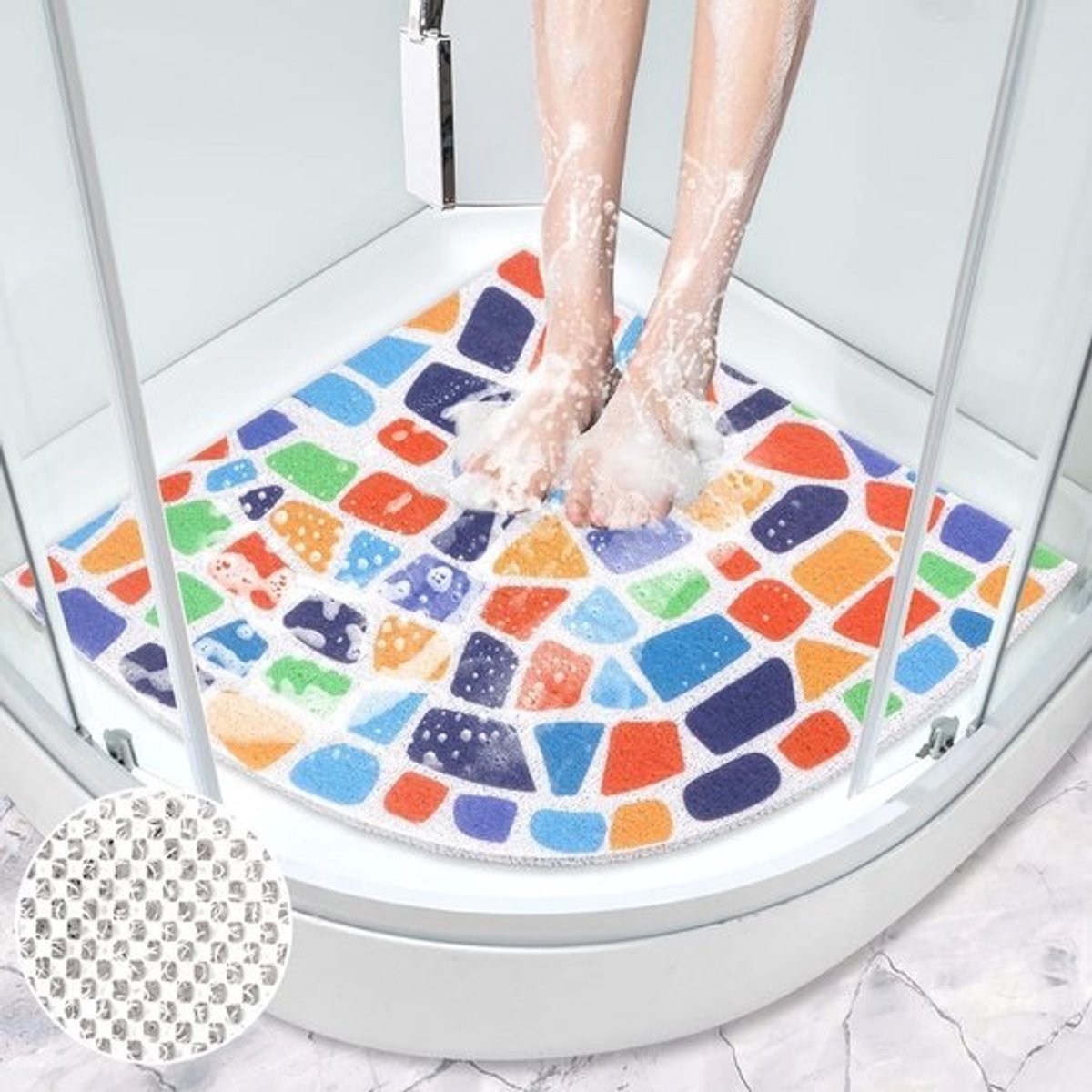 Antislip Hoekdouchemat 70 x 70 cm - Anti-schimmel en Sneldrogend | Ideaal voor Ouderen