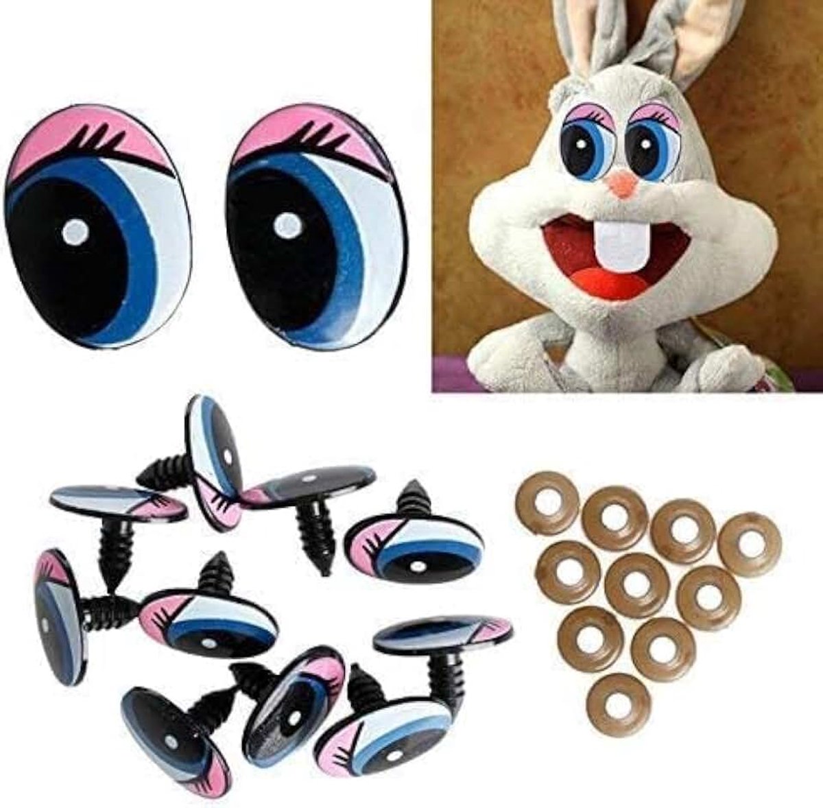Blauwe kunststof veiligheidsogen voor poppen, poppenogen, doe-het-zelf, 24 x 18 mm, praktisch en populair, poppenmaken, handwerk, schilderen en knutselen, woondecoratie, Puppenherstellung