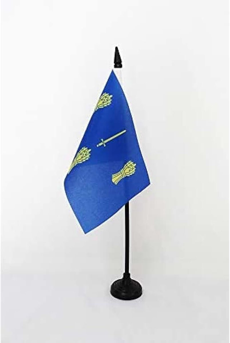 Tafelvlag Graafschap Cheshire 15x10 cm Polyester 100D Plastic Voet | Binnengebruik bureauvlag gestikte afwerking met verstevigde randen met kunststof stok en kunststof voet 100D polyester