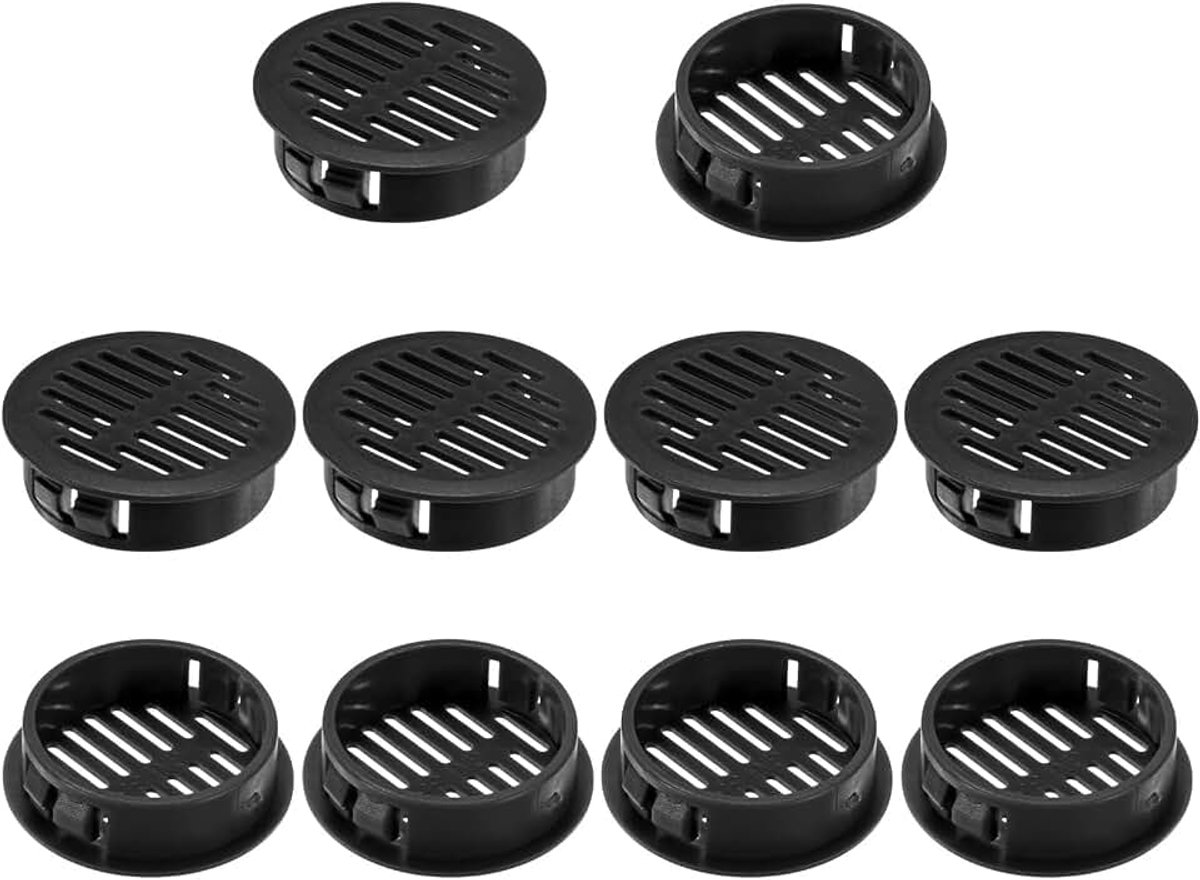 Set van 10 ronde ventilatieopeningen, 35 mm/1,4 inch kunststof ventilatierooster ronde soffit ventilatieopeningen cover voor badkamer thuis/kantoor/keuken/kast/kledingkast [zwart]