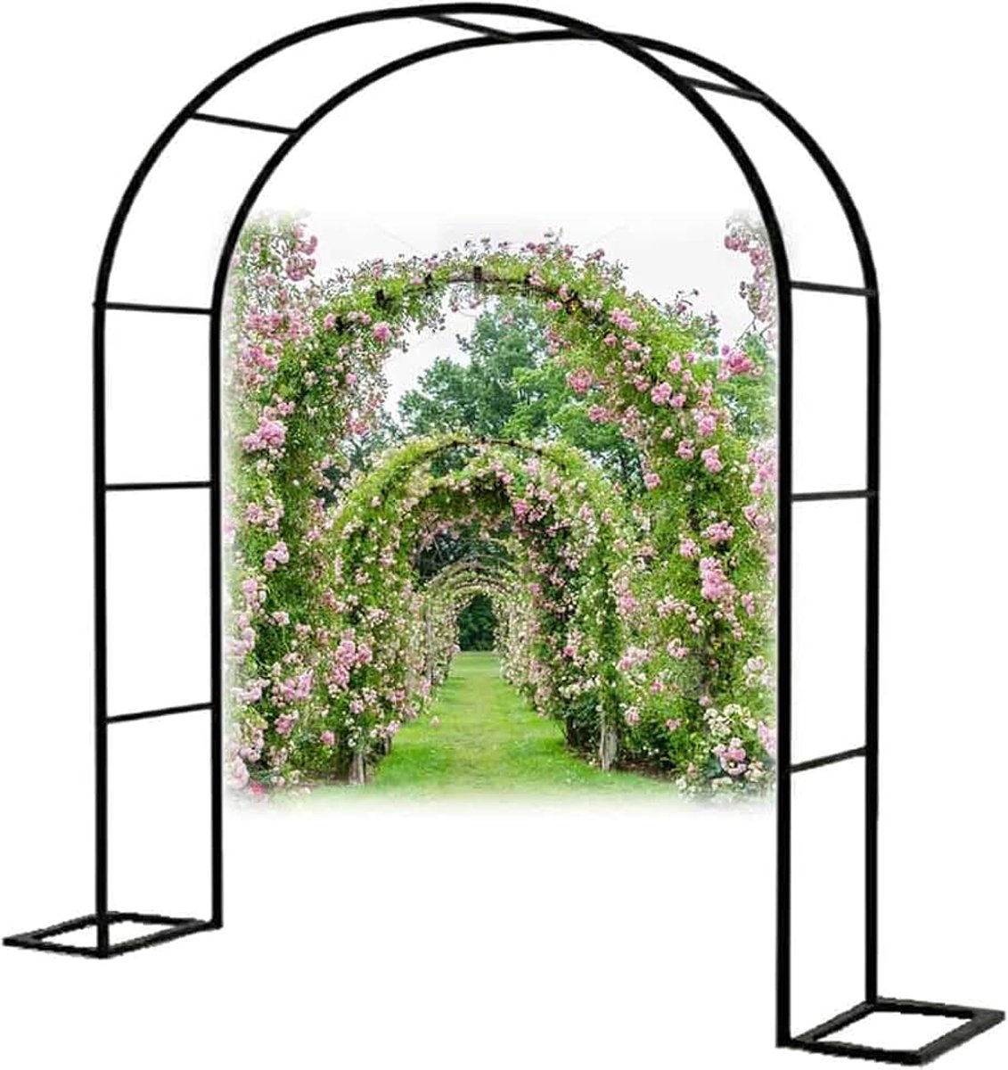 Tuinboog zware roos prieel klimplanten ondersteuning boog grote bruiloft bogen 140 cm 180 cm 240 cm 120 cm breed, zwart, B 1,2 m x H 2,2 m