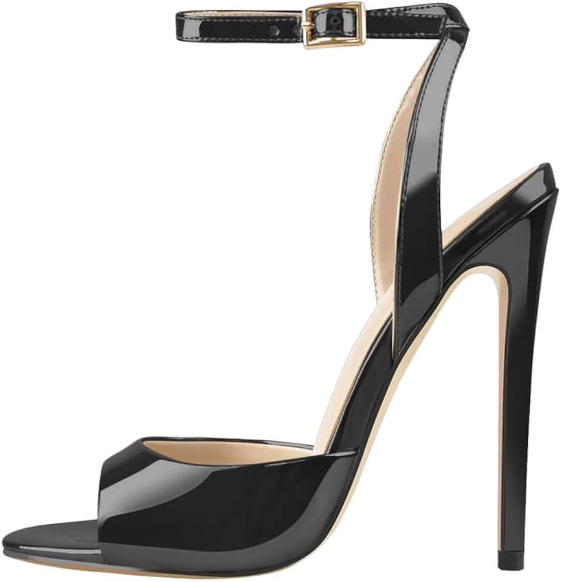 Blingqueen Dames Peeptoe sandalen lak sandalen hoge hakken