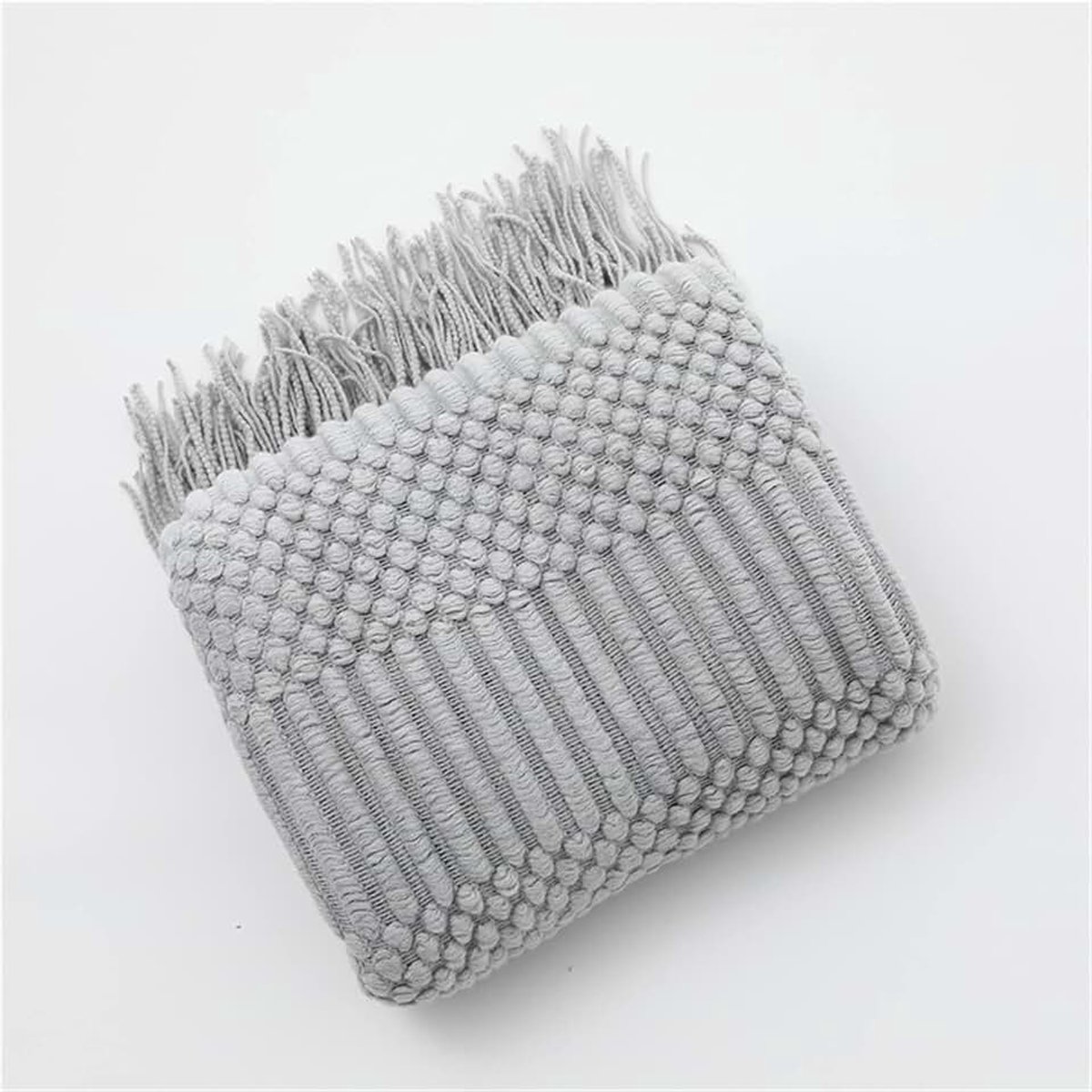 Kleur Gebreide Deken Acryl Chunky Throw Deken Bed Decoratieve kwastjes Bed Tail Handdoek en DAP Cover Sofa bedsprei Zachte deken (Color : Gray-B, Size : 127x152cm)