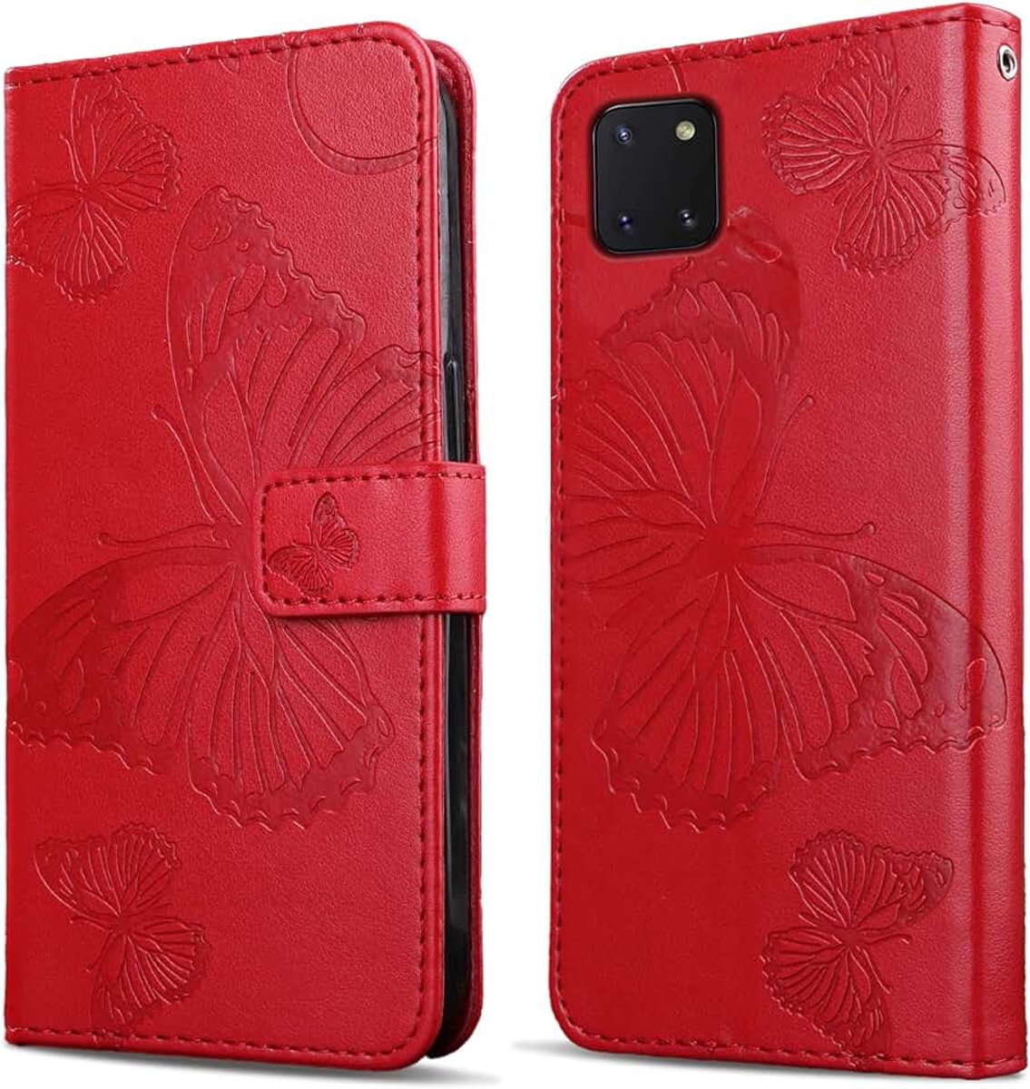 Hoesje voor Samsung Galaxy Note 10 Lite/Samsung A81 / Samsung M60S, Kaartenvakken en Horizontale Standfunctie Magneet Hoesje voor Samsung Note 10 Lite / A81 / M60S, Rood
