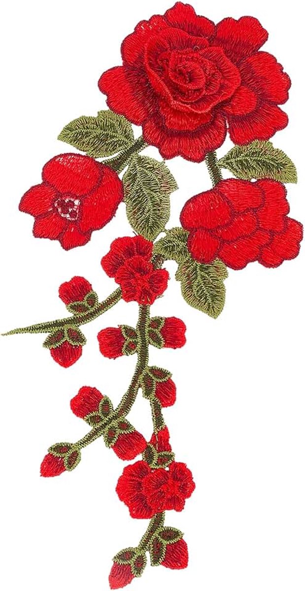 Bloemenkanten patches Let'S Style rode geborduurde kanten applicaties om te naaien en te strijken met vintage bloemenpatroon polyester kanten rand voor kleding en jurk, doe-het-zelf