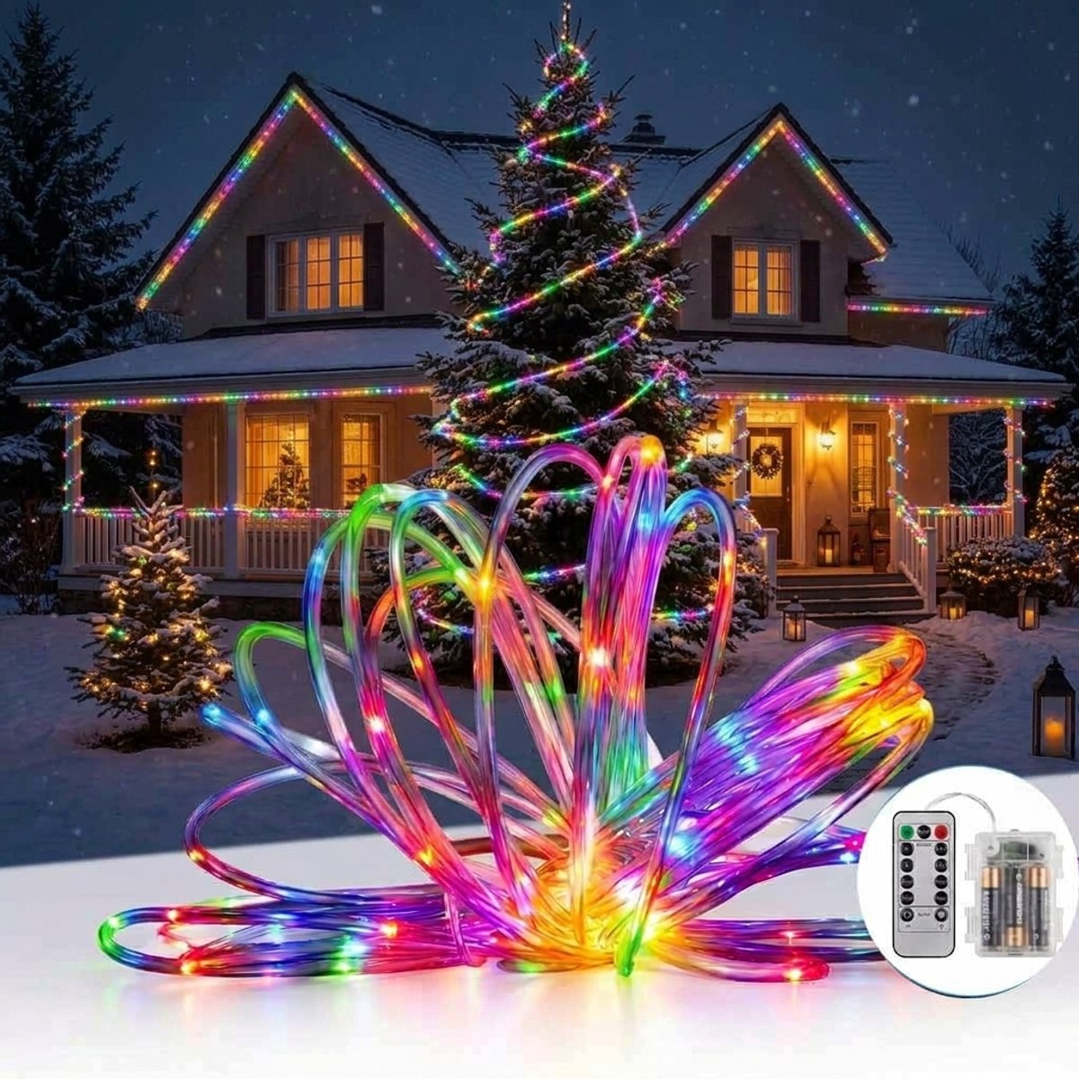 Meedeer Lichtbuis-Lichtslang-12m 100 Leds-Kerstverlichting buitenbuis-8 standen-IP65 waterdicht-Met timer-Decoratieve verlichting-Kleurlicht-Voor feesten, kerst, tuin, terrasdecoratie
