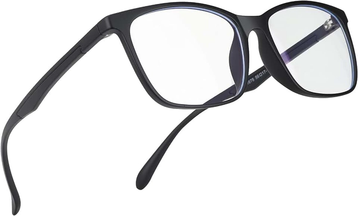 Bril met blauwlichtfilter, anti-blauw licht, pc-gamingbril, anti-blauwe stralen, ter verlichting van vermoeidheid van de ogen, anti-blauw licht bril voor dames en heren, zwart, Eén maat