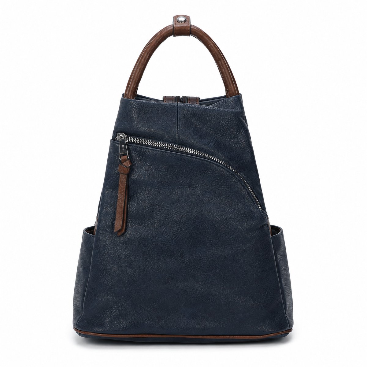 THL Design - Dames Rugzak - Kleine Rugtas - Anti Diefstal - Donkerblauw / Donkerbruin