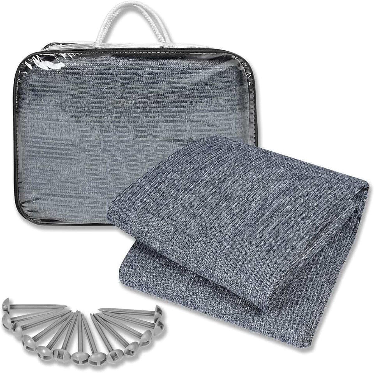 Campingtapijt, outdoor luifeltapijt, camper, voortenttapijt met aluminium gat, spijkers en draagtas, wasbaar, voortentvloer, mat, antislip, grondzeil, tentzeil