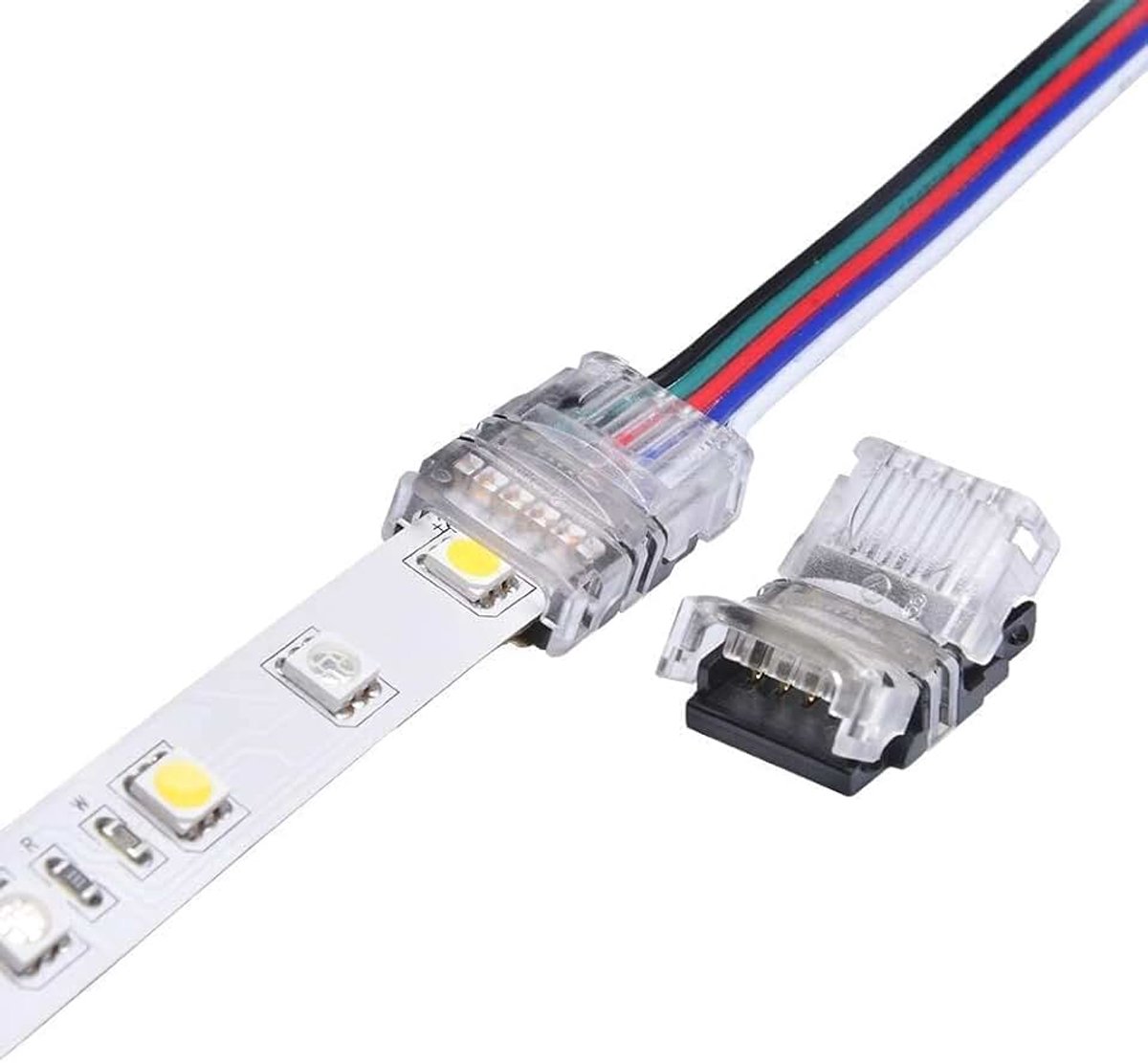 6 stuks 5-polige 12 mm ledstripverbinders, doe-het-zelf-strip-naar-draadconnector, soldeer-vrij, naadloze snelverbinding, niet waterdicht voor smd5050 rgbw ledstripverlichting (5p niet waterdicht)
