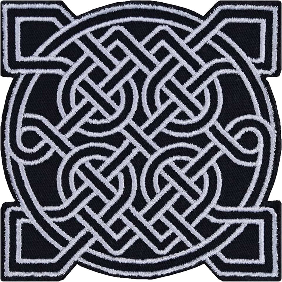 Appliqués - DARA Knoop Geborduurde Patch | Keltisch Symbool van Kracht | Viking Patch om op te strijken/naaien | Keltische Patch voor alle stoffen | 90x90mm