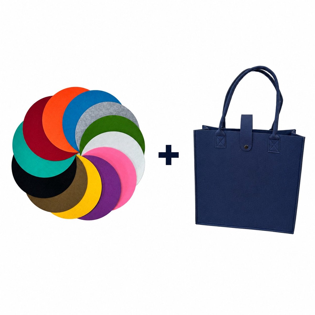 Vloerankers rond 40 cm mét draagtas – set van 12 met tas – vilt – voor systemisch werk en opstellingen