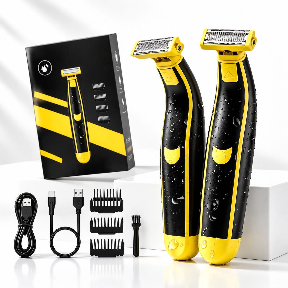 VHV - Scheerapparaat Mannen - Nat & Droog Elektrisch Scheerapparaat - Baardtrimmer & Bodygroomer - Oplaadbaar en Waterdicht - Voor Gezicht, Borst, Oksels, Armen & Benen - 1/2/4/6 mm Opzetkammen