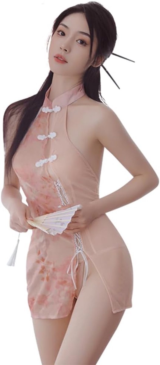 Cosplay sexy split strakke mini qipao ondergoed Chinese nachtclub jurk