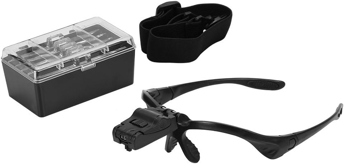 Hoofdbandvergrootglas met led, 5 lenzen, vergrootbril handsfree