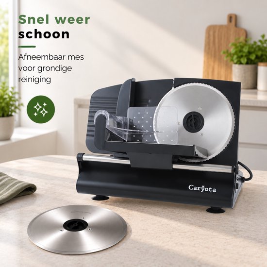 Caryota Snijmachine - Vleessnijmachine & Broodsnijmachine - 2 RVS Messen - 220W - 1-15 mm - Zwart van Caryota — afbeelding 4