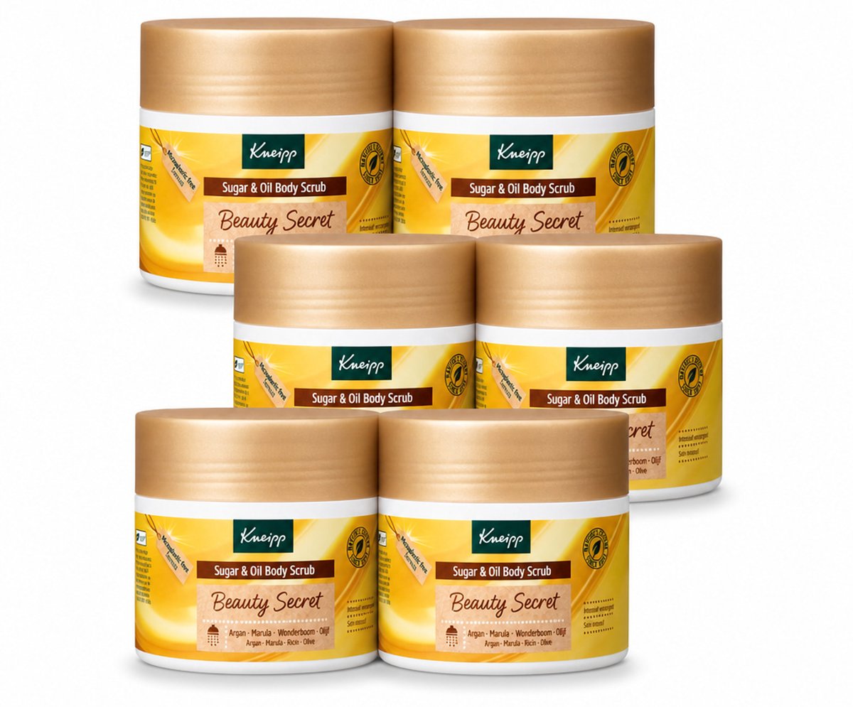 6 x Kneipp - Body scrub - Sugar & Oil - Beauty Secret - 200 ml - Voordeelverpakking - 6 stuks