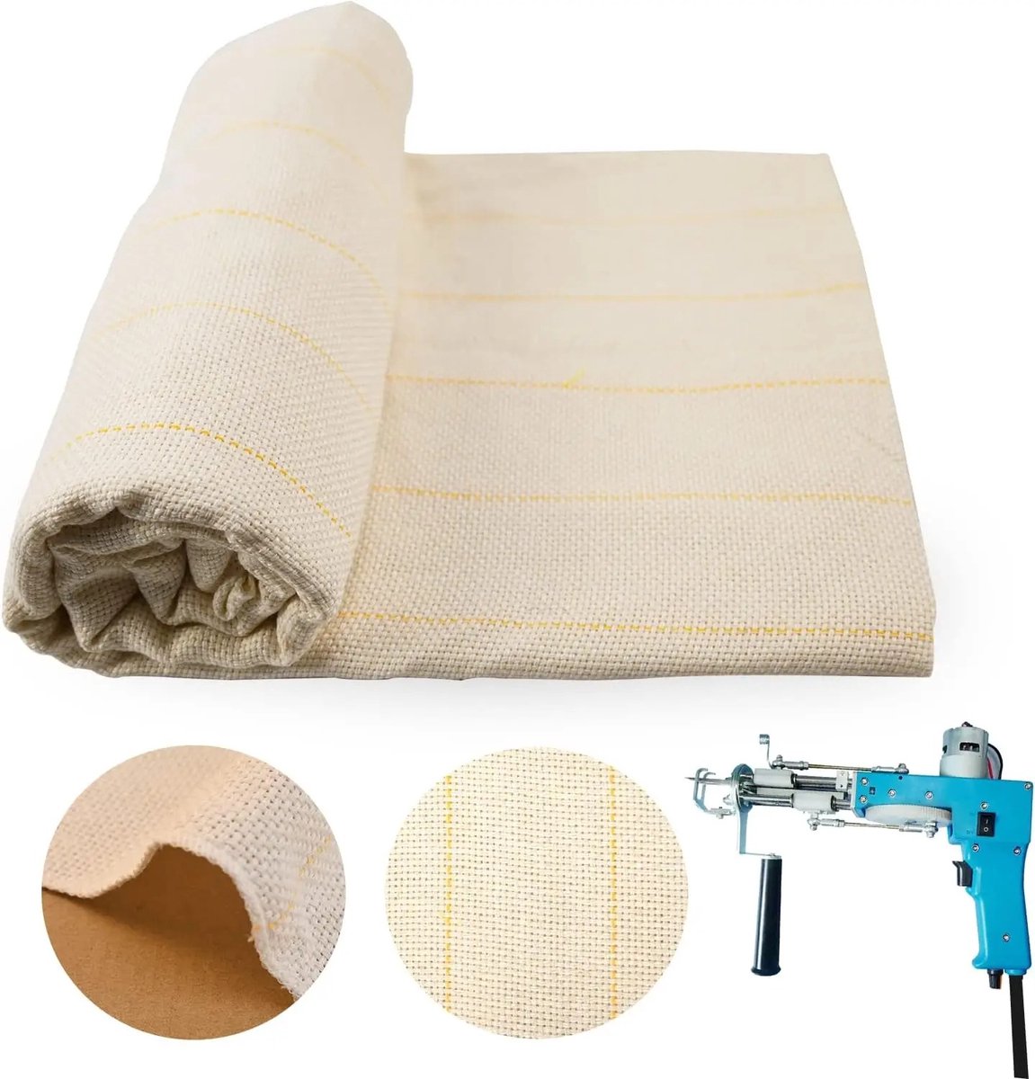 Nyoz tufting doek - Tuftdoek - Borduurstof - Tapijt - 2 x 10 meter - Katoen en Polyester - Hulplijnen - Voor tufting gun
