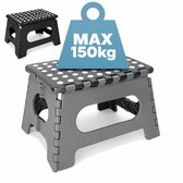 Opstapkrukje Inklapbaar - Antislip - 150KG - Huishoudtrap / Keukentrapje Opvouwbaar - Opstapje Volwassenen / Kinderen - Opstap Krukje - Opstapjes - Grijs - Löwenthal