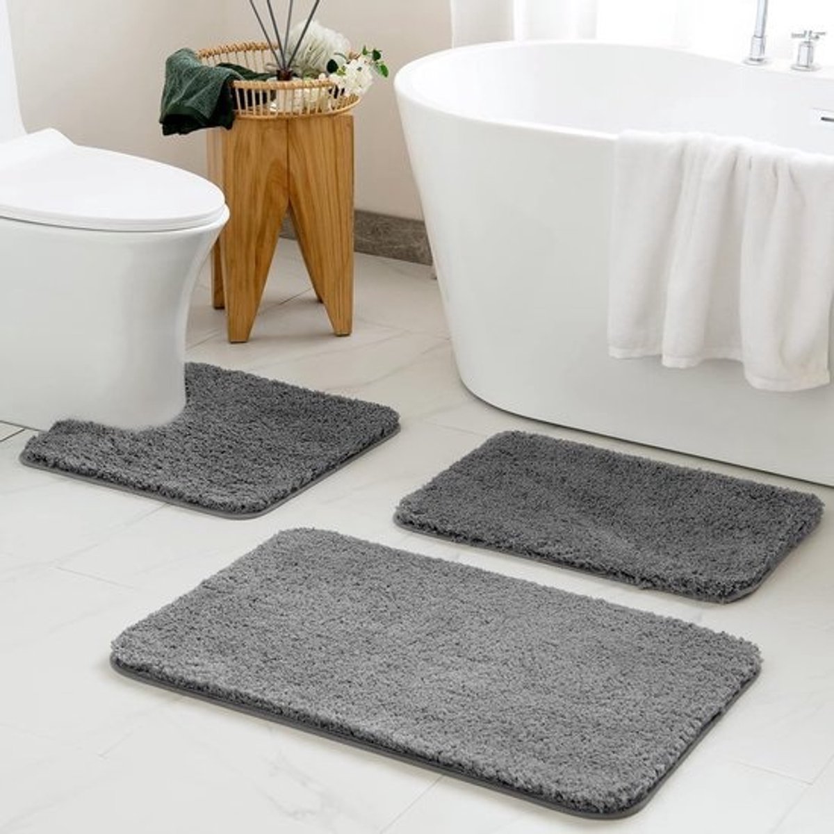 Pluizige Badmat en Douchemat voor de Badkamer - Antislip, Wasbaar en Öko-Tex Gecertificeerd