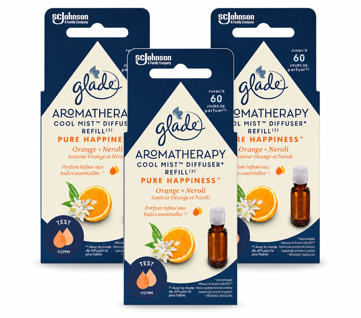 3 x Glade - Mistnavulling Pure Happiness - Aromatherapie - 17,4 ml - Bulkverpakking - 3 stuks