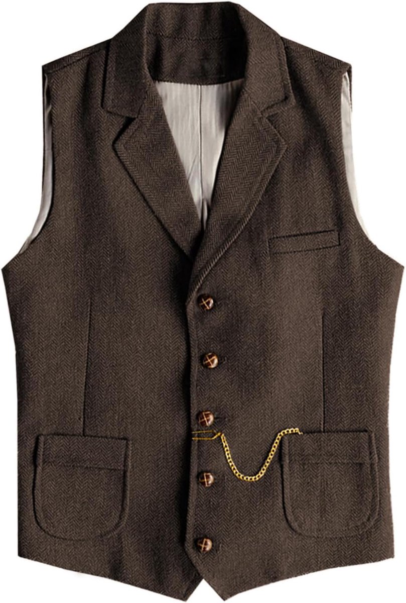 Herringbone Tweed herenpak, vest, wol, slim fit, vest, wol