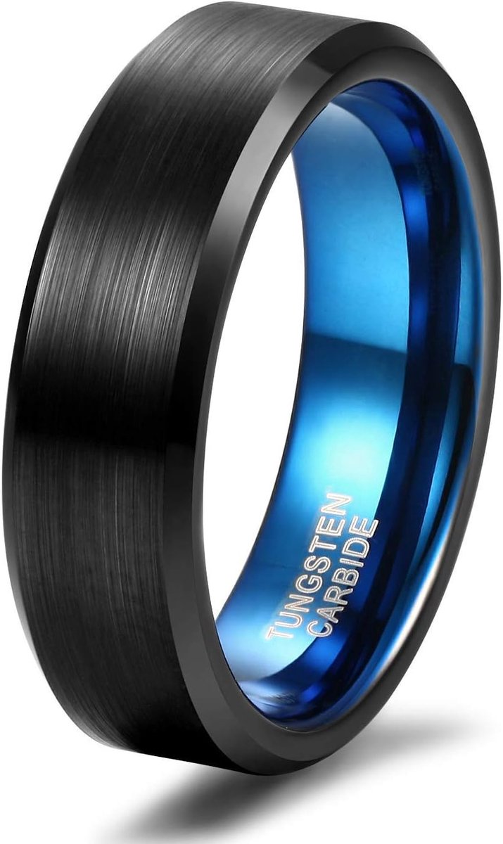 Ring, voor dames en heren, wolfraamcarbide, geborsteld zwart, verlovingsring of trouwring
