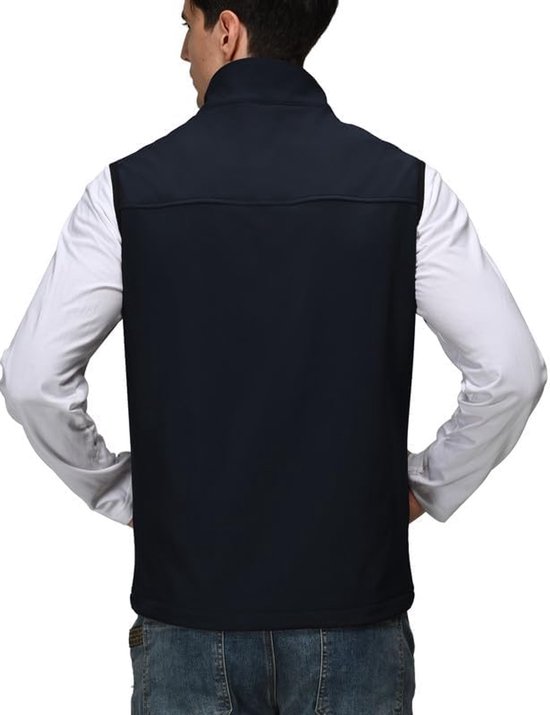 Softshell vest voor heren, bodywarmer fleece, volledige rits, softshellvest, heren, outdoor, hardlopen, wandelen, golf, werk — afbeelding 2