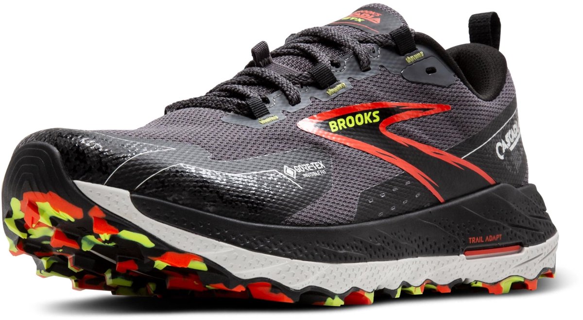 Brooks Cascadia 18 GTX - Trail Hardloopschoen - Heren - Blackened Pearl/Black/Tomato - 46 EU