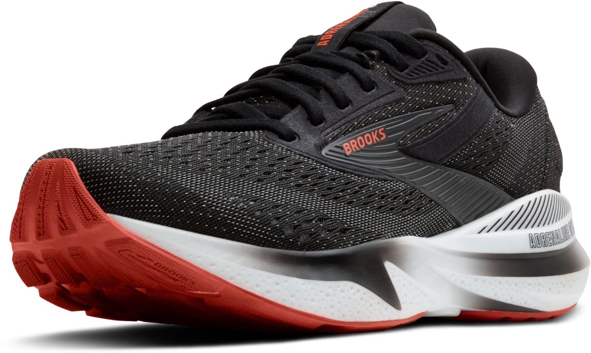 Brooks Adrenaline GTS 24 - Hardloopschoen - Heren - Zwart/Grijs/Rood - 45.5 D
