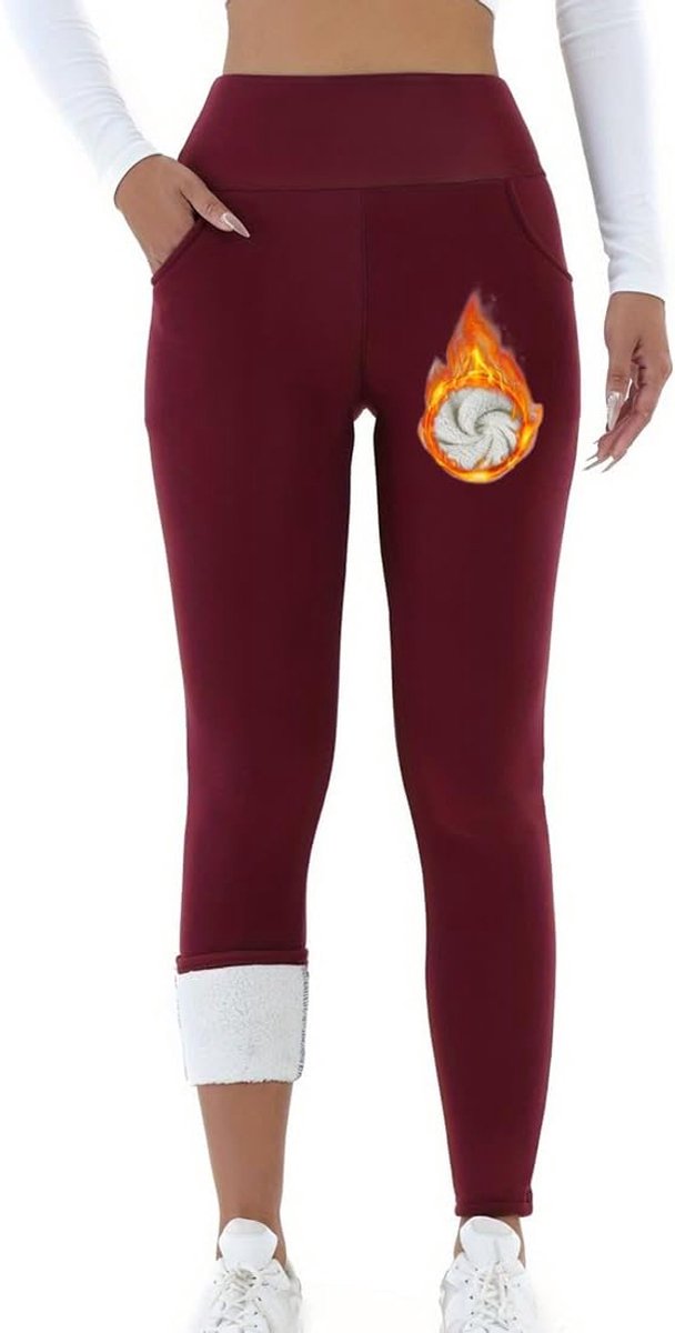 Fleecelegging voor dames, winter, warm, thermische broek, hoge taille, elastisch, compressie, hoge taille, naadloos, sportbroek, yoga, fitness