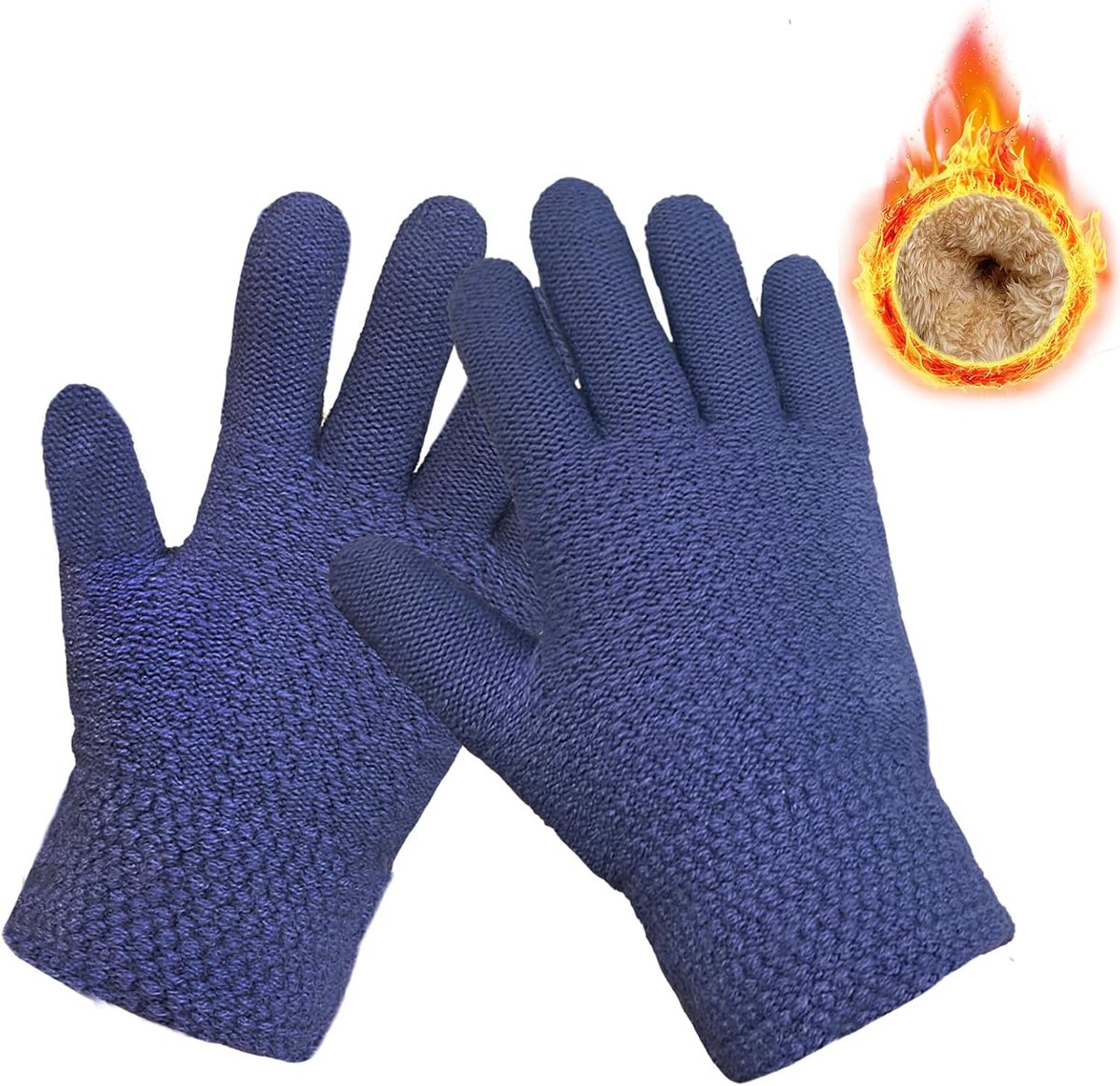 Handschoenen voor kinderen, warme thermische gebreide handschoenen voor jongens en meisjes, dikke fleece handschoenen voor koud weer buitensporten